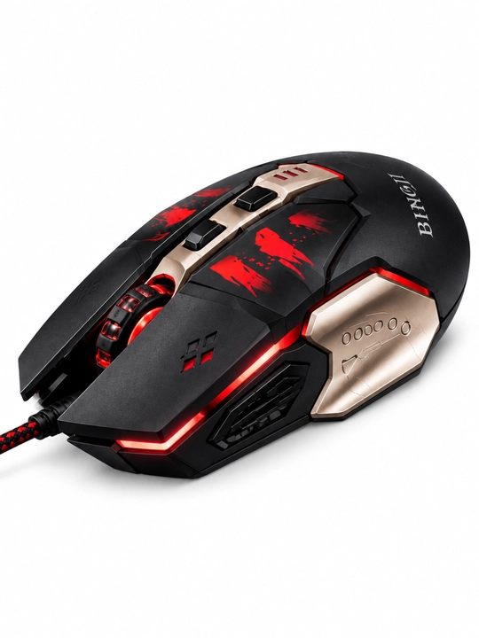 BINGJI MT25 игровая мышь, RGB подсветка, 6 кнопок, 3200 DPI, проводная
