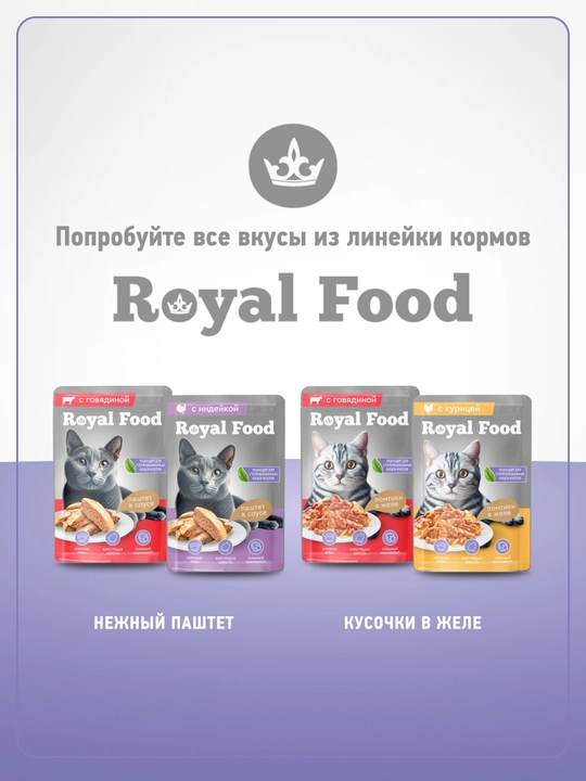 Royal Food mushuklar uchun nam yem kurka pashteti 75 gr 28 dona