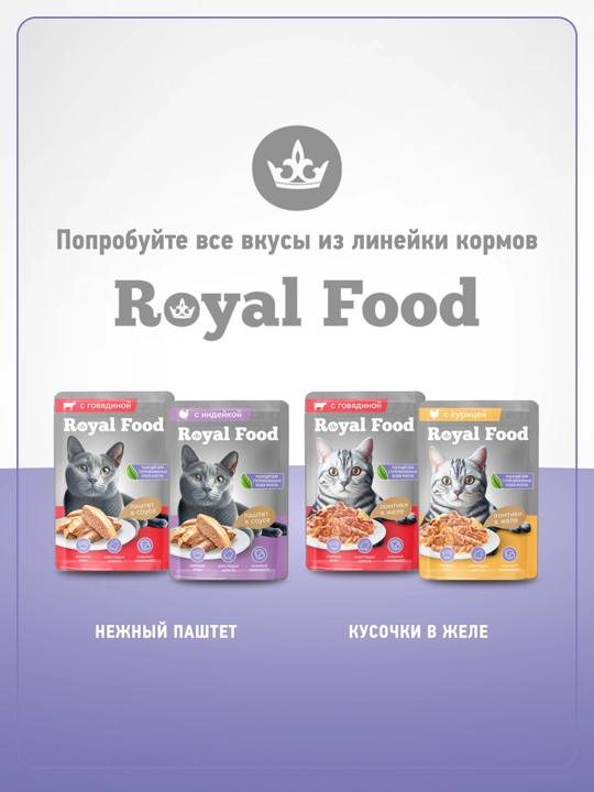 Royal Food mushuklar uchun nam yem tovuq jelida 75 gr 28 dona