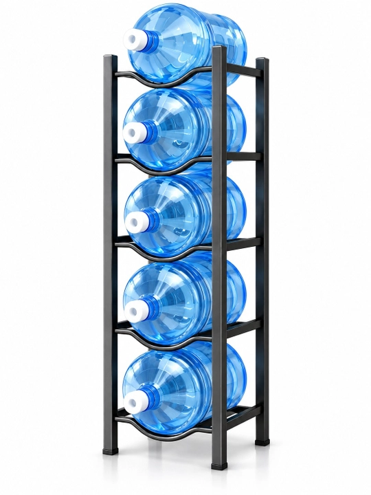 Suv idishlari uchun metall javon, 19 litr, 5 ta shishaga mo‘ljallangan, 141 sm