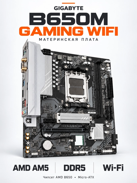 Ona plata GIGABYTE B650M GAMING WIFI, AMD AM5, DDR5, B650, Micro-ATX