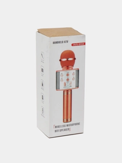 Mikrofon karaoke, simsiz Bluetooth kalonka, USB zaryadlash, qora qizil sariq