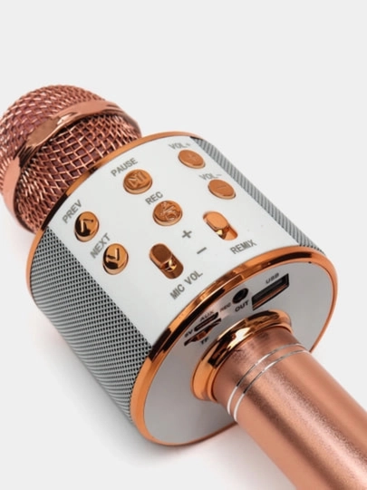 Mikrofon karaoke, simsiz Bluetooth kalonka, USB zaryadlash, qora qizil sariq