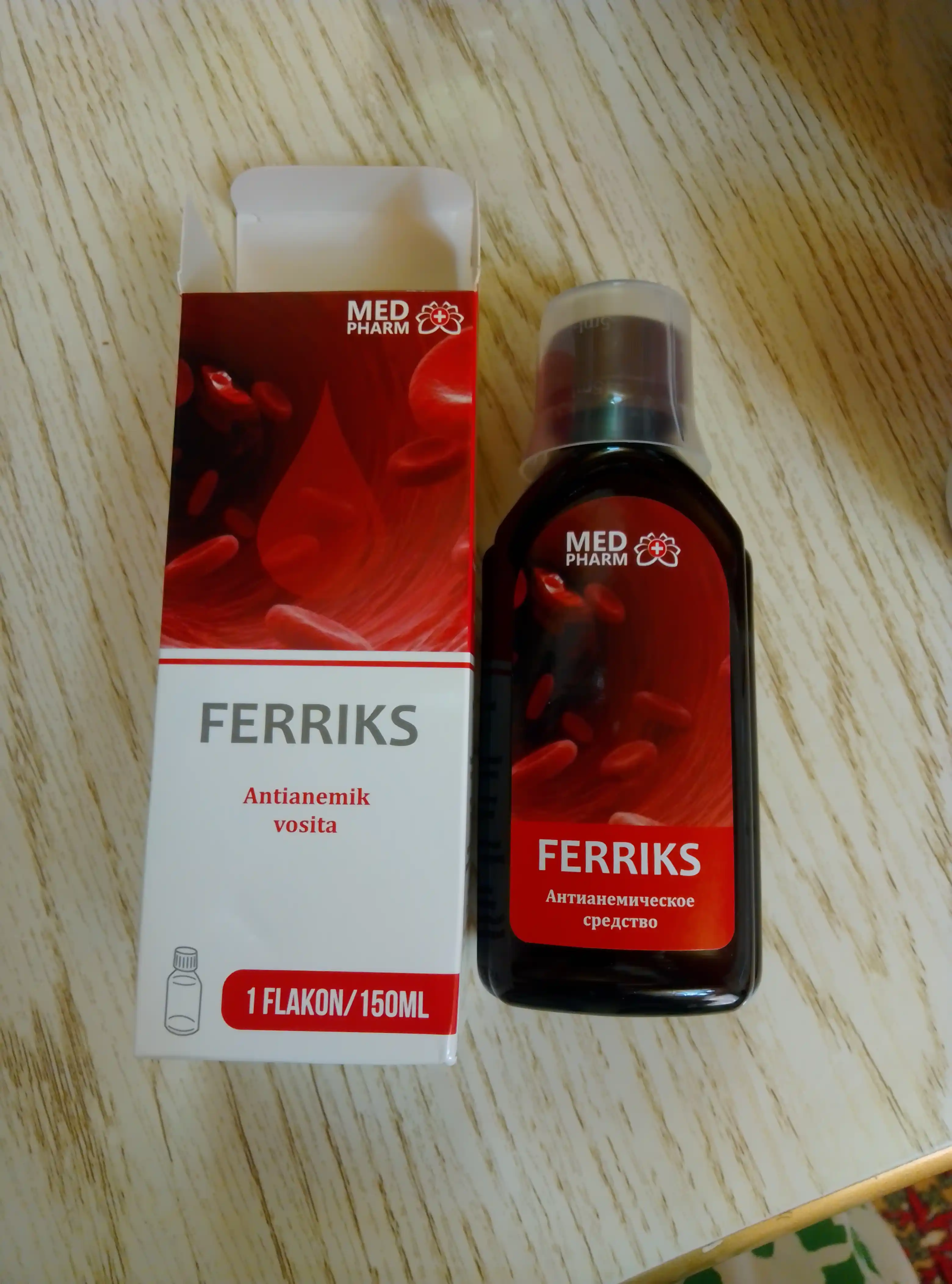FERRIKS, qon ko‘paytiruvchi, temir va gemoglobin uchun tabiiy o‘simlikli sirop, 150 ml