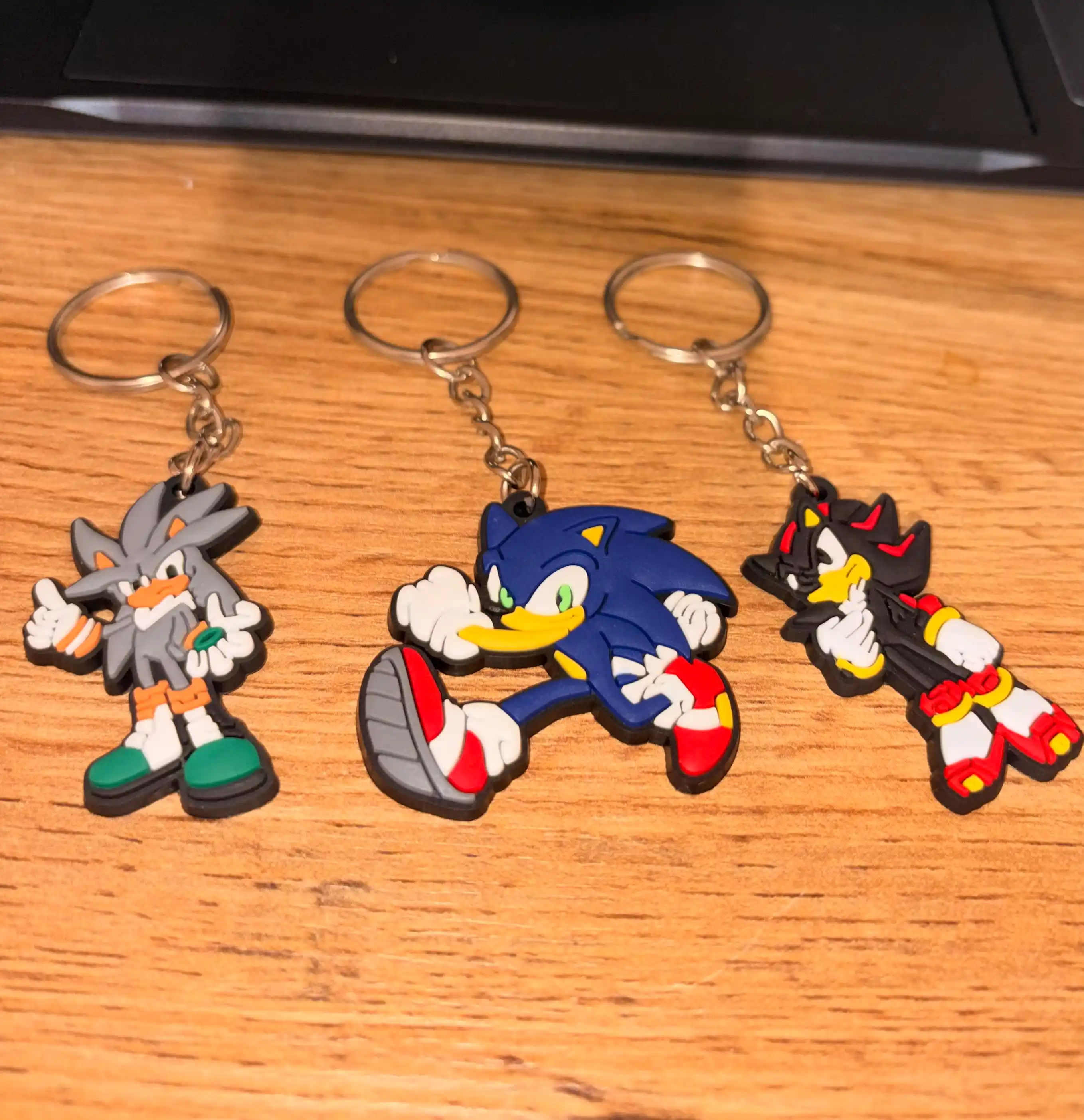 Sonic Shadow Tails Knuckles Amy Silver silikon brelok kalit va ryukzak uchun