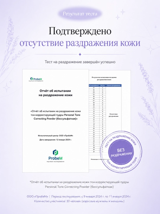 IPKN& Пудра для лица Green & Lavender, коррекция тона, центелла, лаванда, 4 г