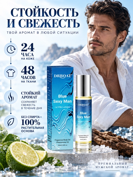 Erkaklar uchun yog'och va sitrus hidli moyli atir, 10 ml