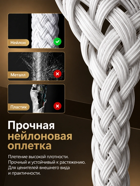 Кабель для быстрой зарядки, USB-C, Type-C to Type-C, 60 Вт, 1 м