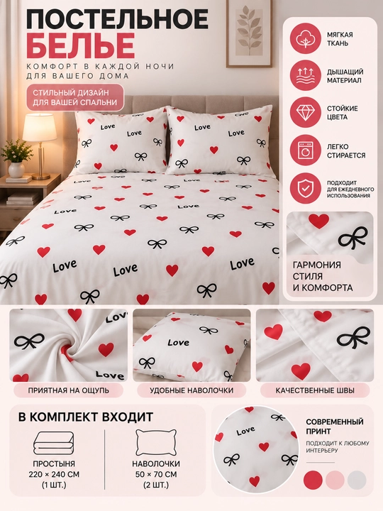 Постельное бельё с подушкой для детей и взрослых - 