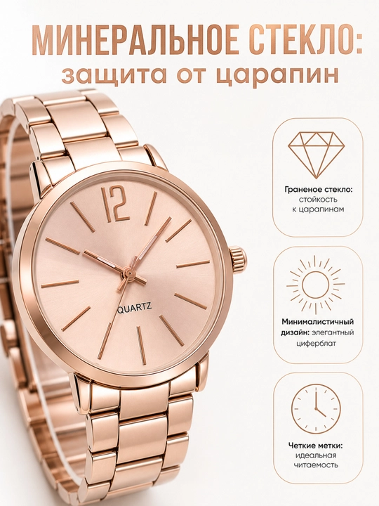 Стильные женские часы, металлический браслет, кварцевый механизм