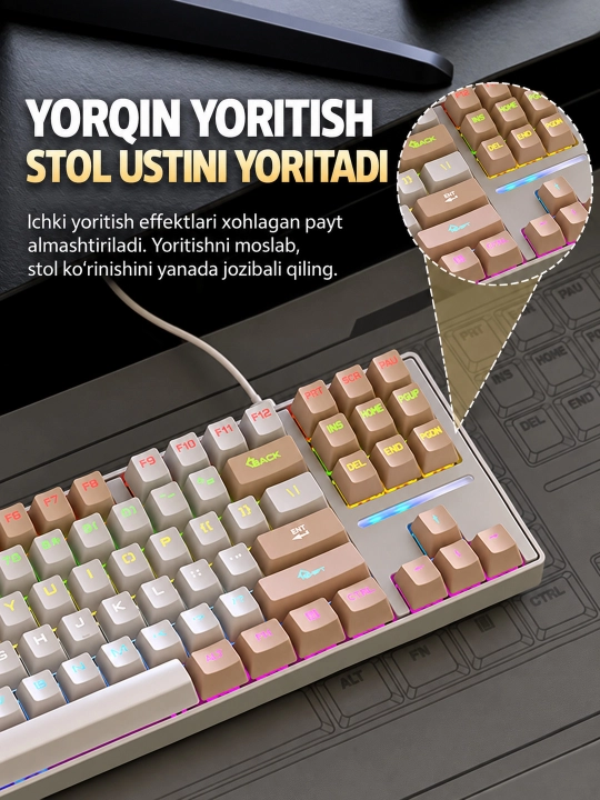 SMAILWOLF SK16 87 tugmali mexanik geymer klaviaturasi, RGB yoritish, USB Type-C