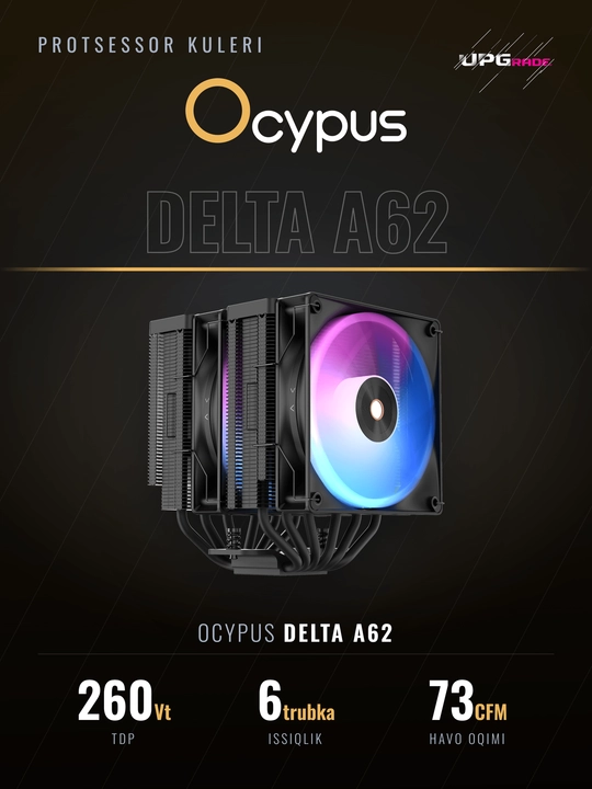 Кулер для процессора Ocypus Delta A62 ARGB двухбашенный
