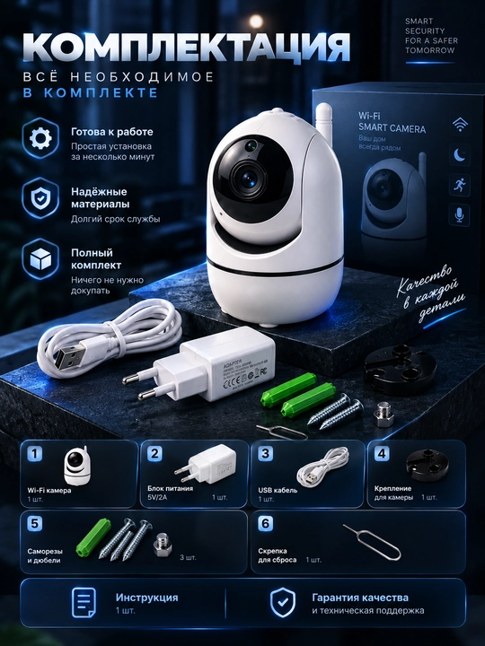 Умная Wi-Fi камера, камеры видеонаблюдения, камера 360°