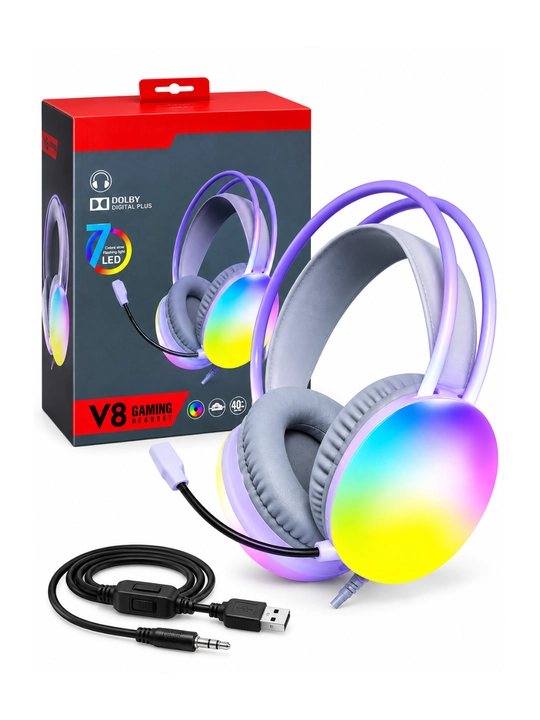 Gaming quloqchin, simli stereo headset, mikrofonli, RGB yoritishli, qulay