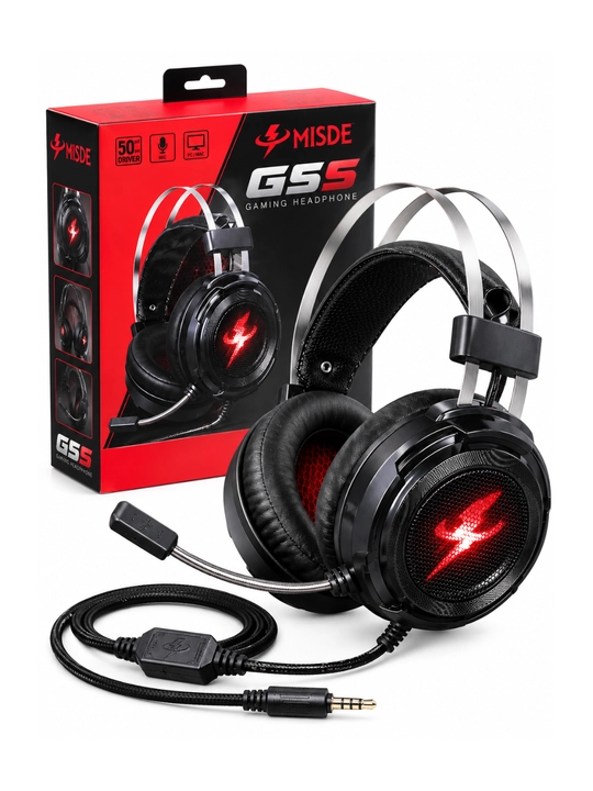 Игровые наушники, проводная стереогарнитура с микрофоном и RGB подсветкой