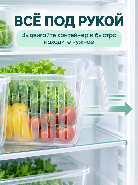 Muzlatgichda meva va sabzavotlarni saqlash uchun konteyner idish organayzer