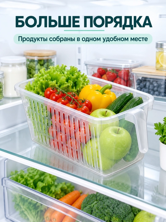 Muzlatgichda meva va sabzavotlarni saqlash uchun konteyner idish organayzer