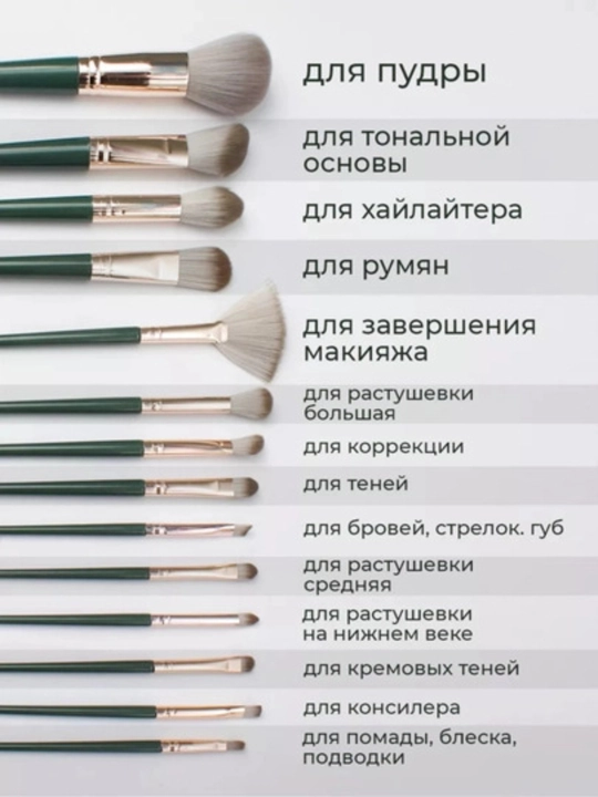 Набор кистей для макияжа, 14 предметов