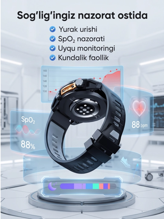 Aqlli soat, Smart Watch AMOLED, HD300Pro, 47 mm, GPS, 4 GB, Bluetooth 5.4