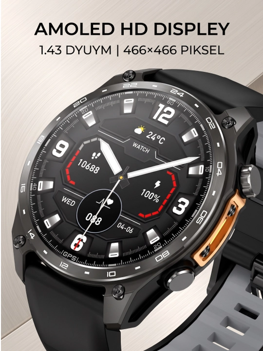 Aqlli soat, Smart Watch AMOLED, HD300Pro, 47 mm, GPS, 4 GB, Bluetooth 5.4