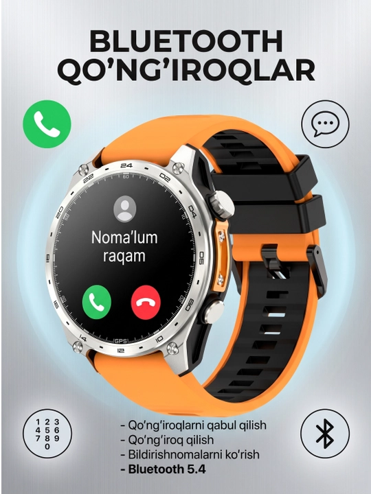 Aqlli soat, Smart Watch AMOLED, HD300Pro, 47 mm, GPS, 4 GB, Bluetooth 5.4