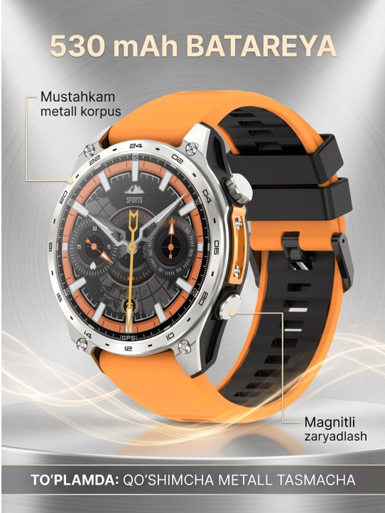 Aqlli soat, Smart Watch AMOLED, HD300Pro, 47 mm, GPS, 4 GB, Bluetooth 5.4