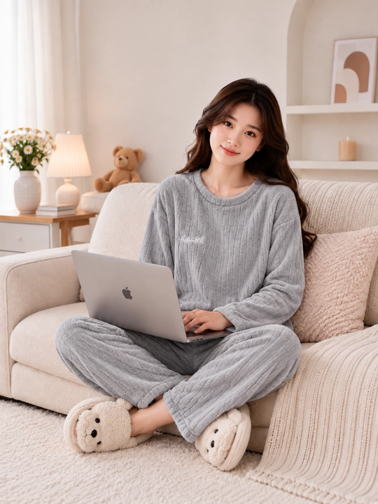 Ayollar uchun erkin bichimli ikki qismli pijama
