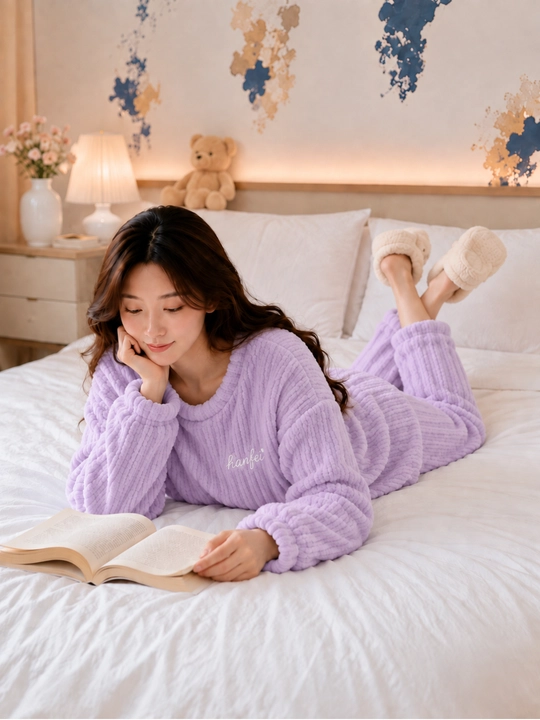 Ayollar uchun erkin bichimli ikki qismli pijama