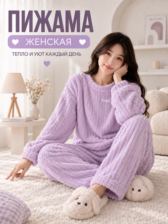 Ayollar uchun erkin bichimli ikki qismli pijama - 