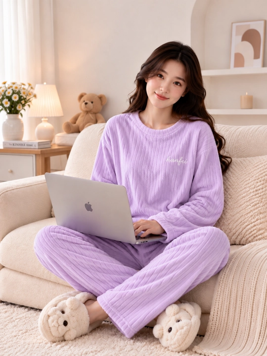Ayollar uchun erkin bichimli ikki qismli pijama
