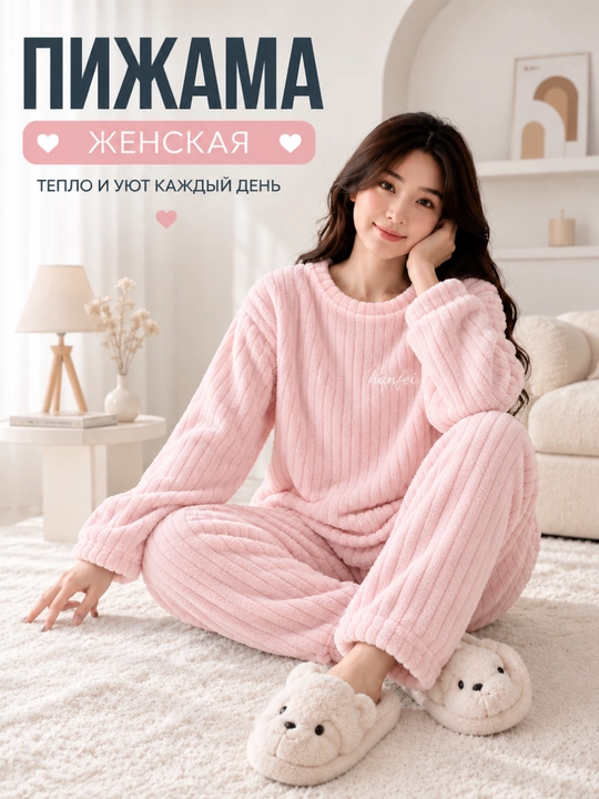 Ayollar uchun erkin bichimli ikki qismli pijama - 