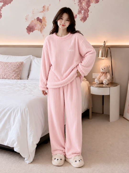 Ayollar uchun erkin bichimli ikki qismli pijama