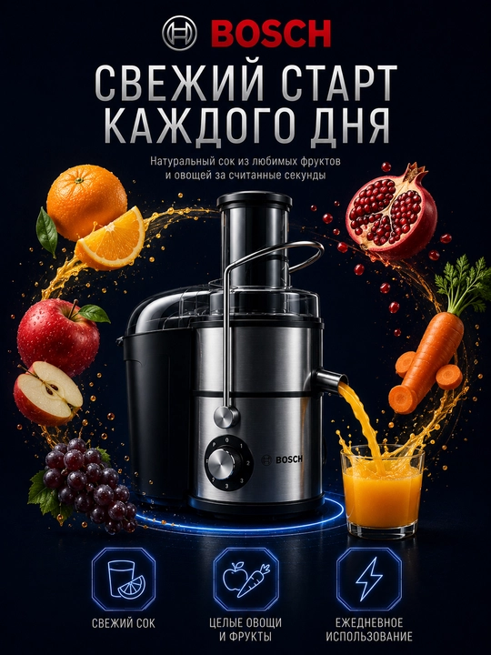 Bosch 4in1 оshxona kombayni, sharbat chiqargich, blender, maydalagich, kofe maydalagich