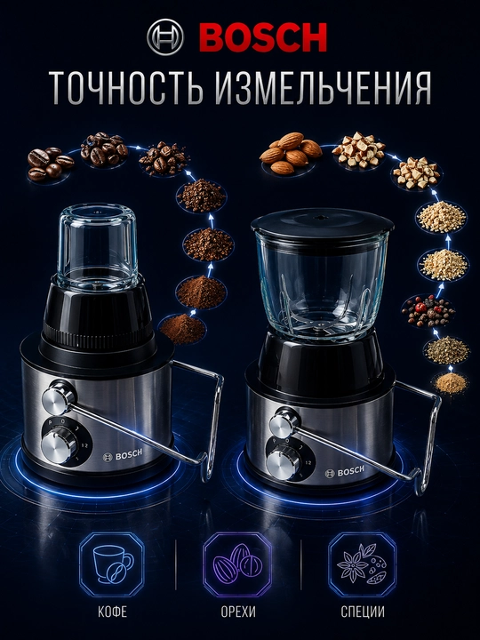 Bosch 4in1 оshxona kombayni, sharbat chiqargich, blender, maydalagich, kofe maydalagich