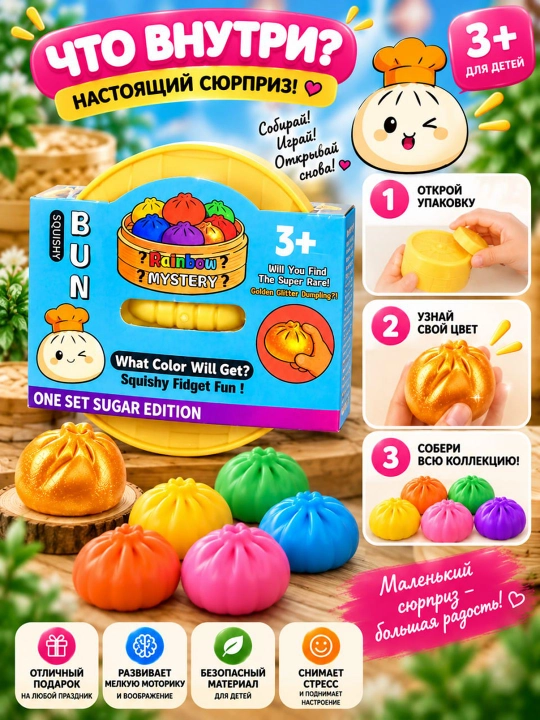 Squishy o‘yinchoq, syurprizli antistress, bolalar uchun
