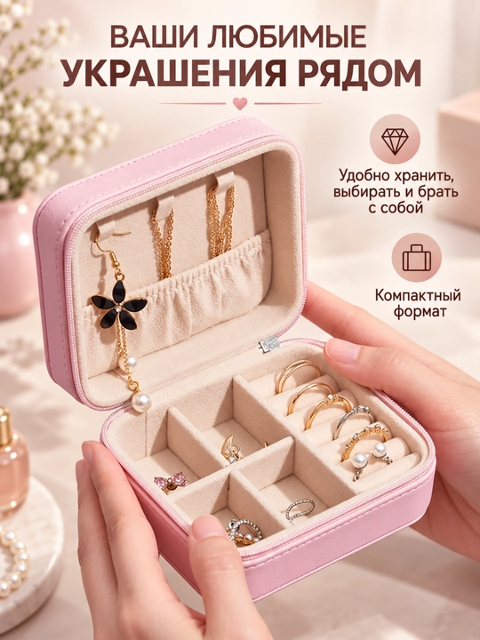 Шкатулка для украшений и колец, органайзер для серёг и браслетов