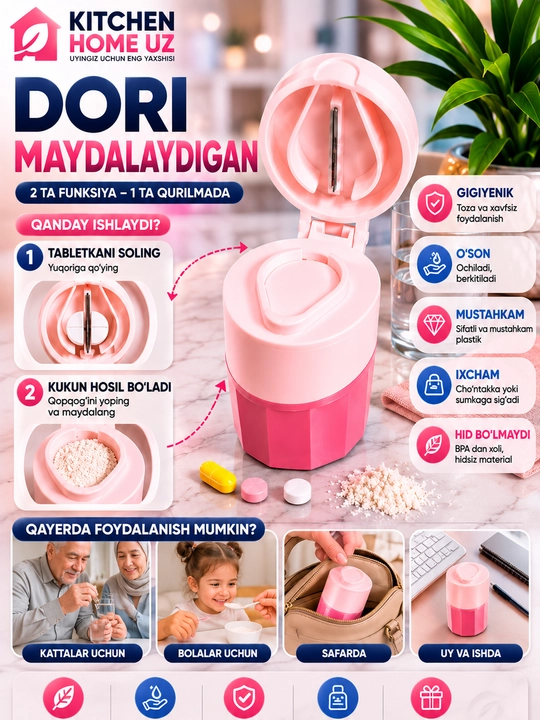 Dori maydalagich — tabletkani oson va qulay maydalash uchun