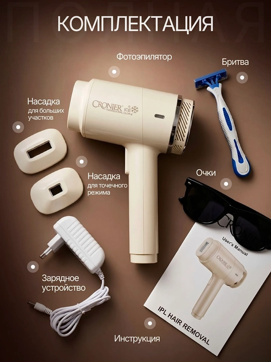 CRONIER Фото эпилятор, Фотоэпилятор, IPL лазерный эпилятор с функцией заморозки