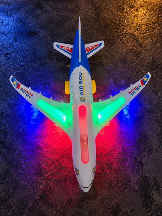 Самолет игрушка A380, детская модель со светом звуком и движущимися колесами, 3+