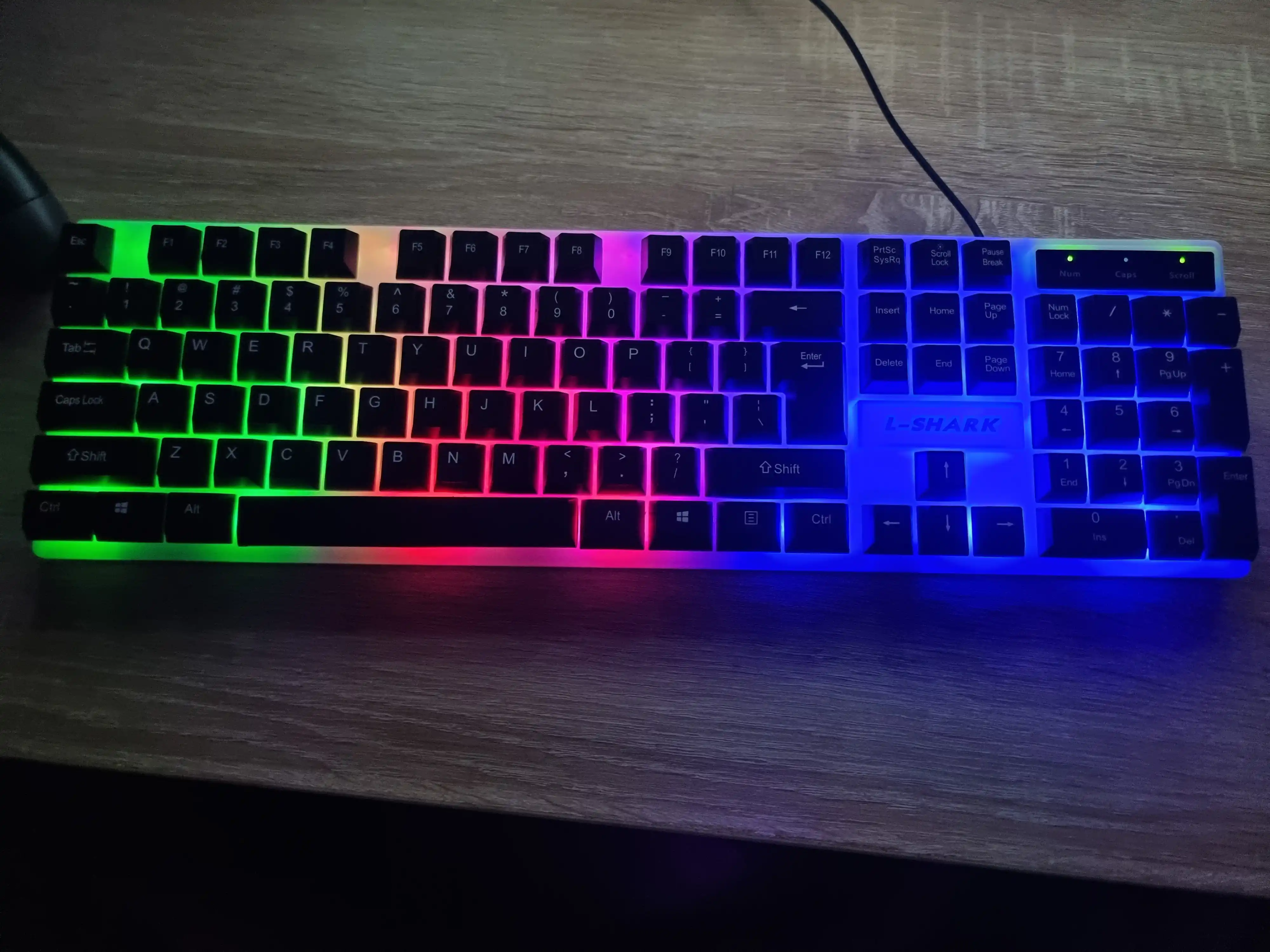 L-SHARK T350 gaming klaviatura va sichqoncha to‘plami, RGB yoritgichli, USB