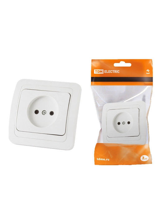 TDM Electric Valday SQ1804-0007 rozetka, 2P, 10A, oq rang, yashirin o‘rnatish