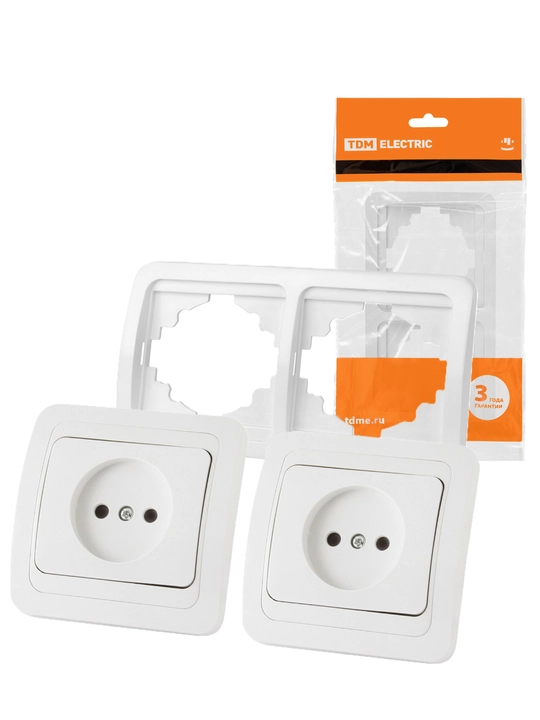 TDM Electric Valday SQ1804-0007 rozetka, 2P, 10A, oq rang, yashirin o‘rnatish