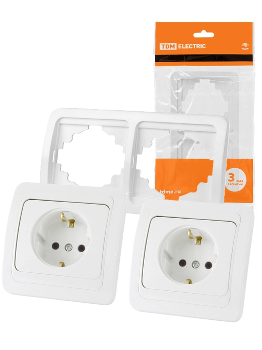 TDM Electric Valday SQ1804-0007 rozetka, 2P, 10A, oq rang, yashirin o‘rnatish