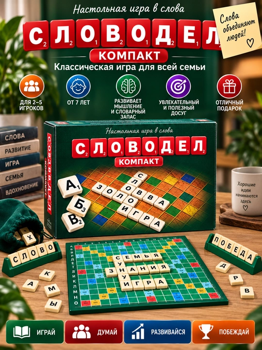 Slovodel Kompakt, butun oila uchun so‘zli stol o‘yini - 