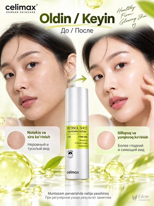 Celimax Vita A Retinol Shot retinol va mikroignalar bilan zardob va buster