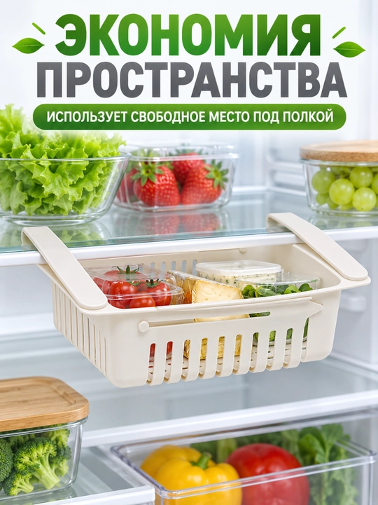 Полка подвесная в холодильник, раздвижная, 23-28 * 16.5 * 8 см - 