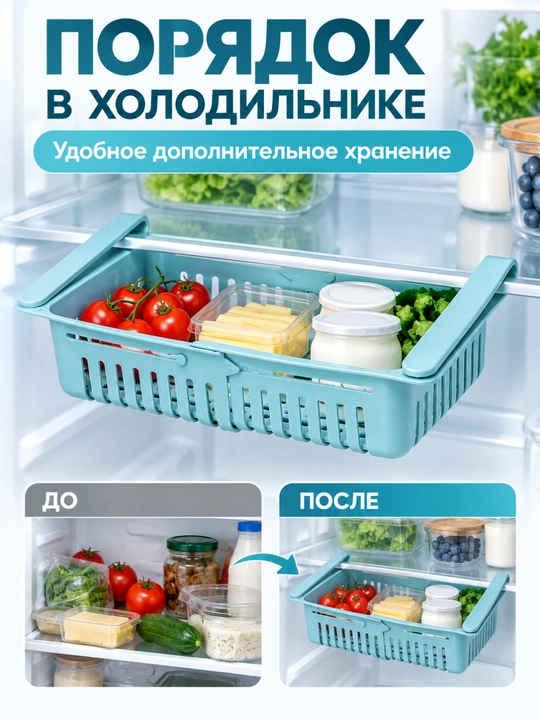Полка подвесная в холодильник, раздвижная, 23-28 * 16.5 * 8 см - 