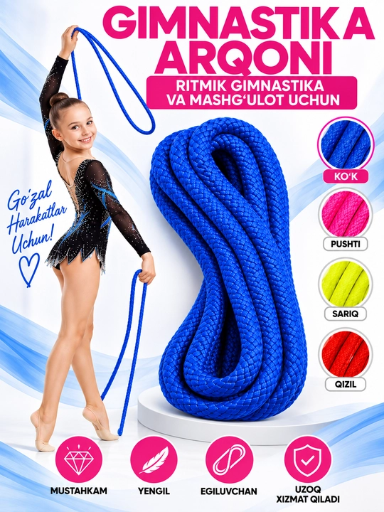 Gimnastika arqoni, ritmik gimnastika va mashg‘ulotlar uchun skakalka - 