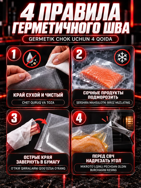 Пакеты для вакууматора, рифлёные, 17x25 см, 50 штук