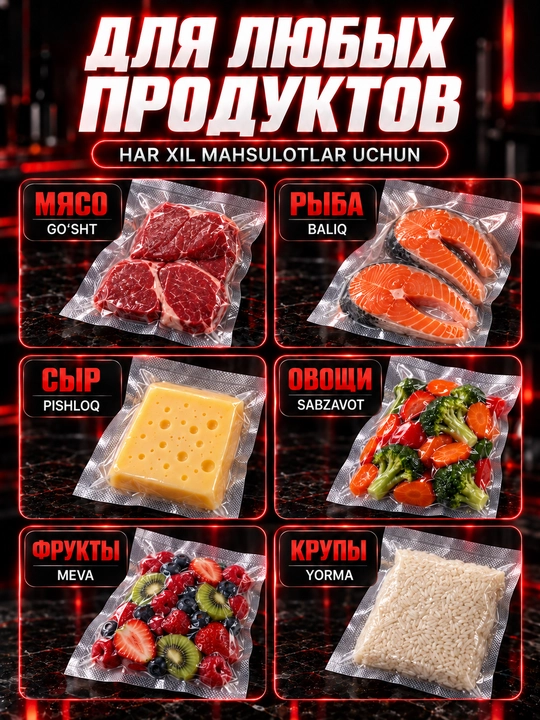 Пакеты для вакууматора, рифлёные, 17x25 см, 50 штук
